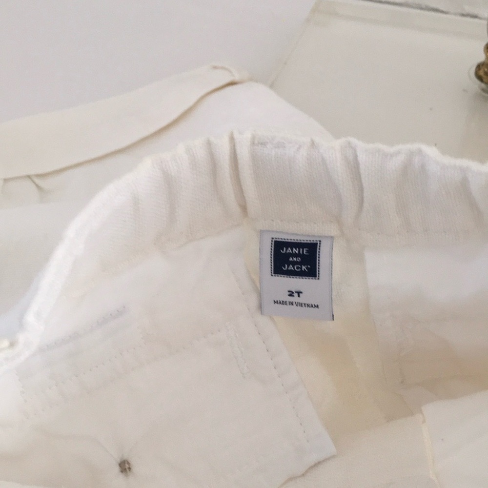 Boys Easter Janie & Jack Size 2T Spring Summer White Classic Cuffed Pants - Picture 5 of 8